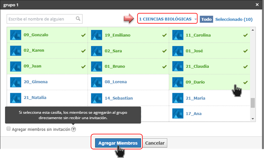 buscar miembros