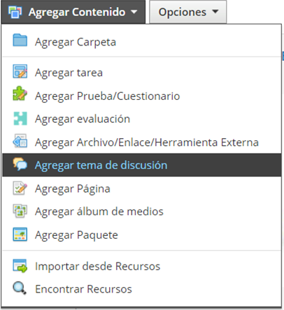 agregar tema de discusión