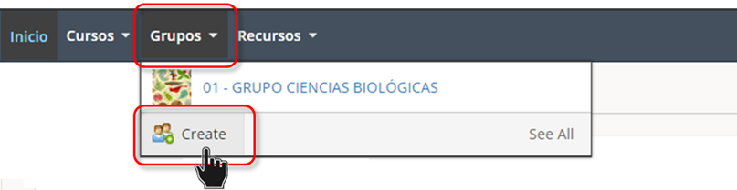 menú superior grupos