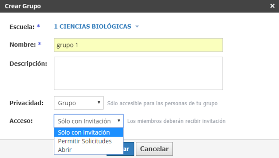 formulario crear grupo
