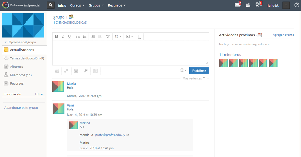 actualizaciones de grupo